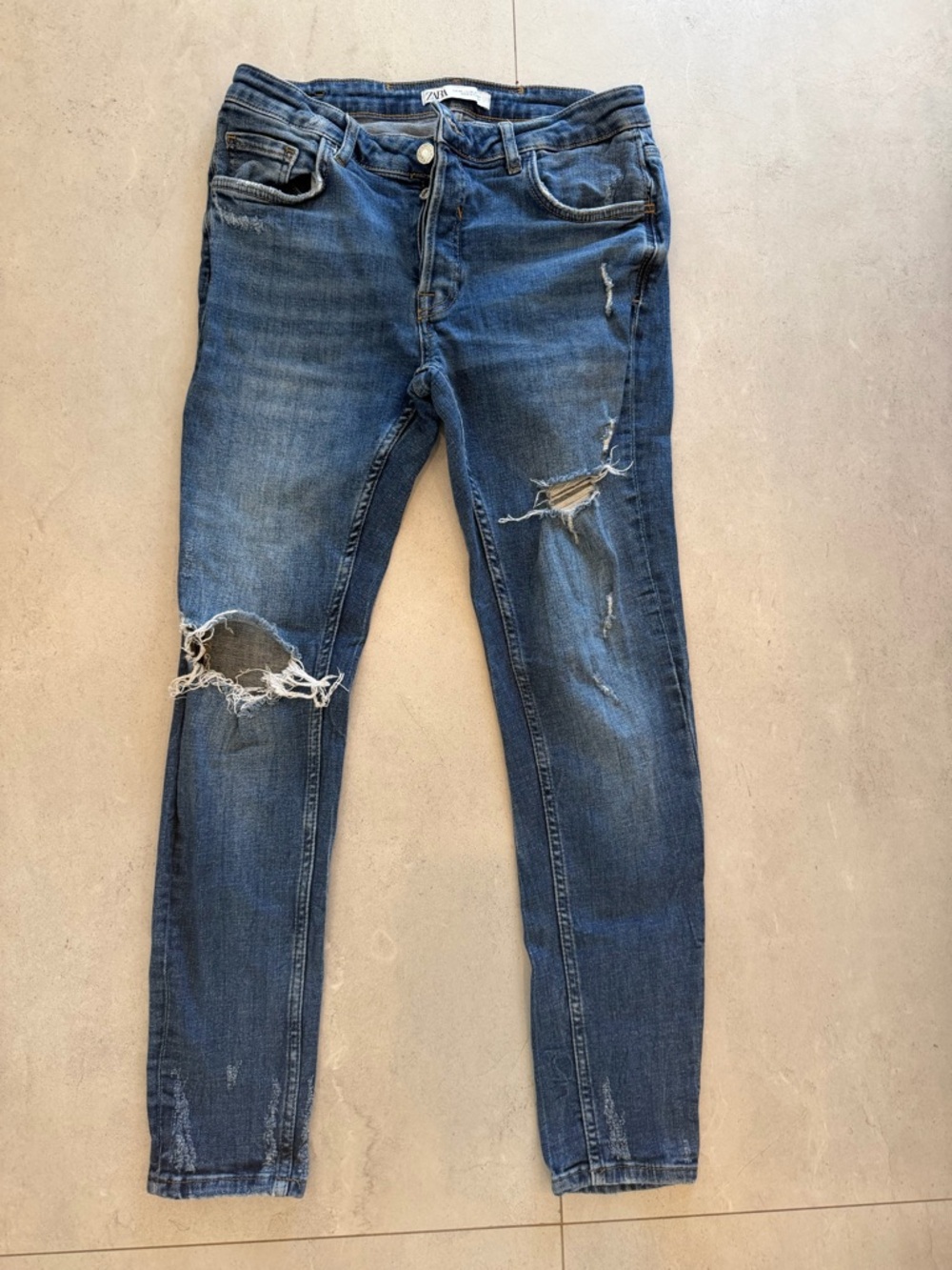 Zara Men Distressed Skinny Jeans Size 31 Ripped Denim Slim Fit